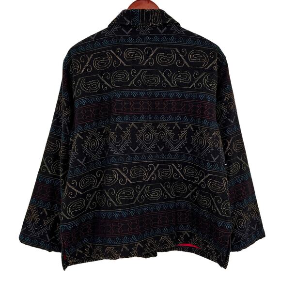 Chicos Design Sz LARGE 2 Black Embroidered Wearable Art to Wear Jacket Coat Top - Picture 8 of 8